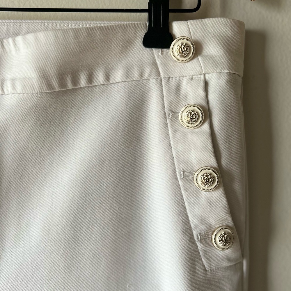 LOFT White Sailor Button Cropped Ankle Pants Size 8 | Nautical Slim Straight - Picture 3 of 7